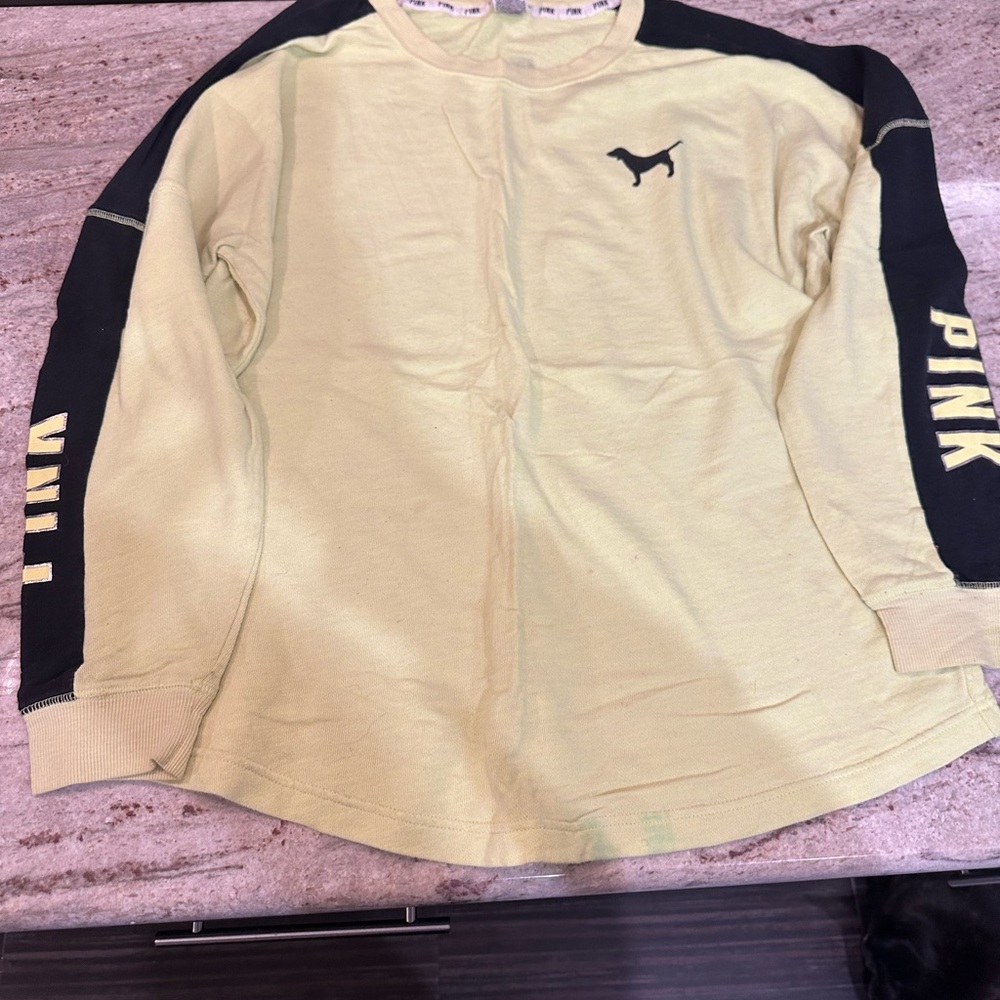 Yellow and Black Long Sleeve Shirt LOVE PINK - Picture 2 of 8